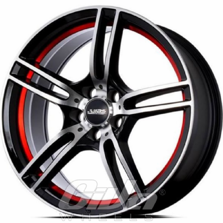 ABS Wheels 346 Black with polished face and red undercut