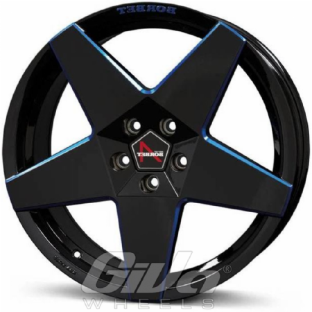 Borbet A Black with blue milled accents