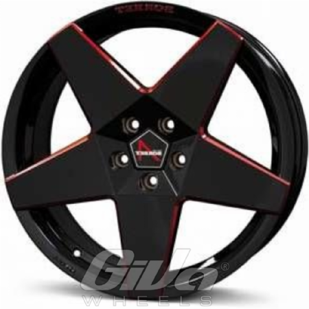 Borbet A Black with red milled accents