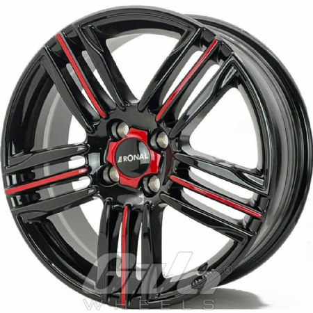 Ronal R57 4H Black with red accents