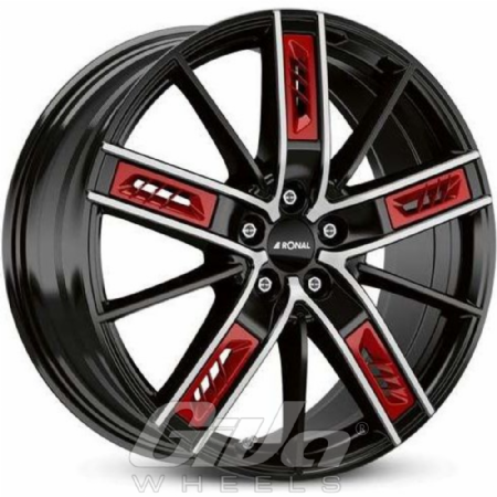 Ronal R67 Black with red inserts and polished face