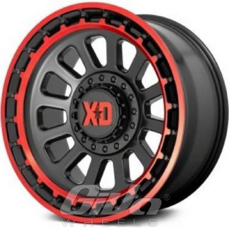 XD Series by KMC XD856 Omega Matt black with polished red lip